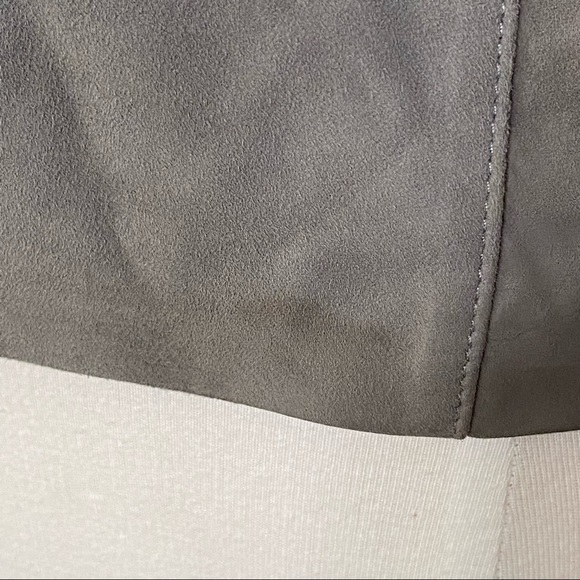 Vince Jacket Drape Collar Paper Weight Suede Biker Jacket in Grey, Medium - Picture 15 of 16